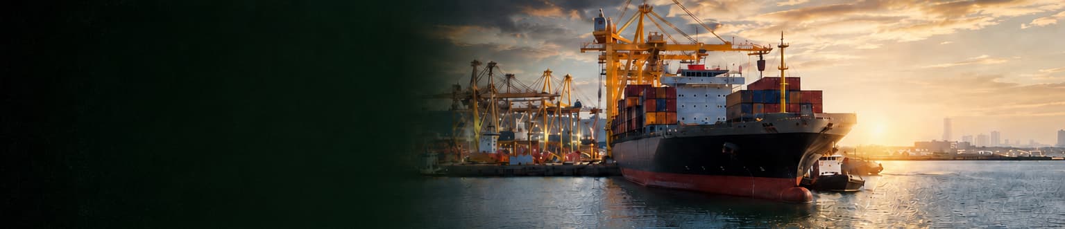 Container vessel at an international port
